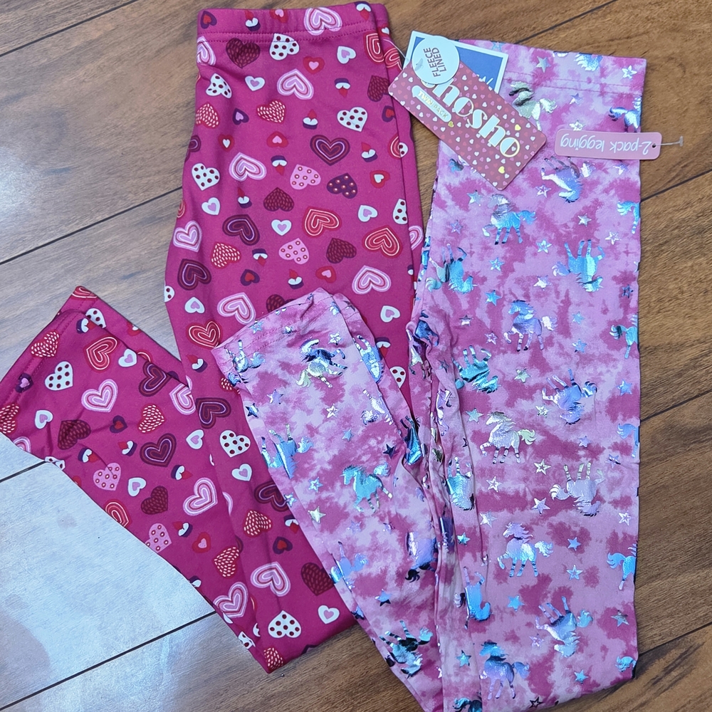 Pink Heart and Unicorn Leggings Set